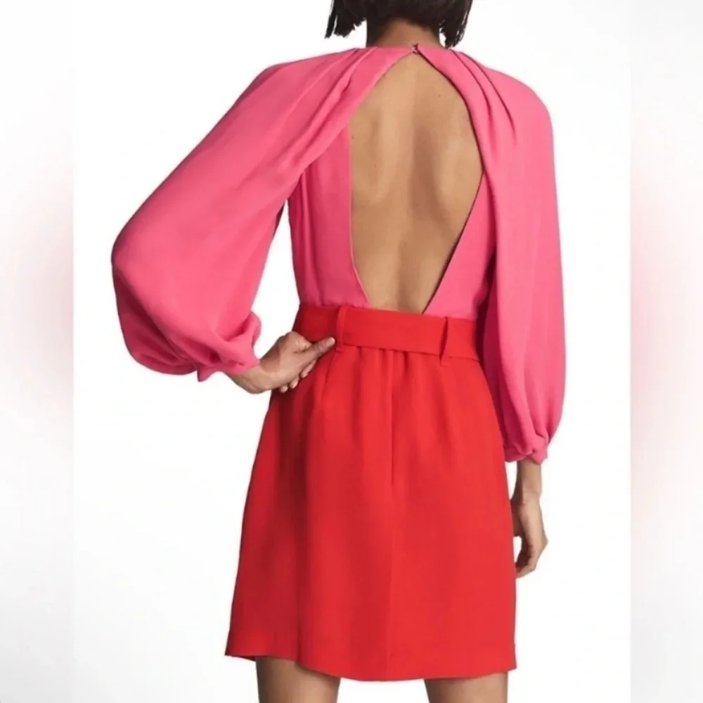 New! Reiss Valentina color clash colorblock Dress pink red nwt 2847